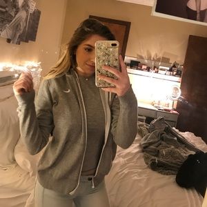 grey nike zip up jacket